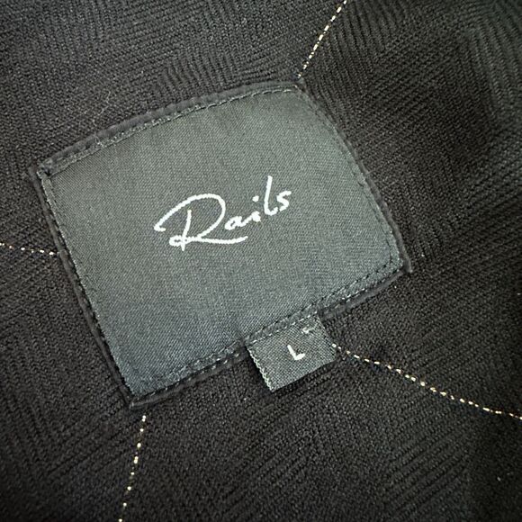 RAILS Hunter Button Up Shirt Ebony Tinsel Metallic Long Sleeves Women's L - Picture 9 of 11